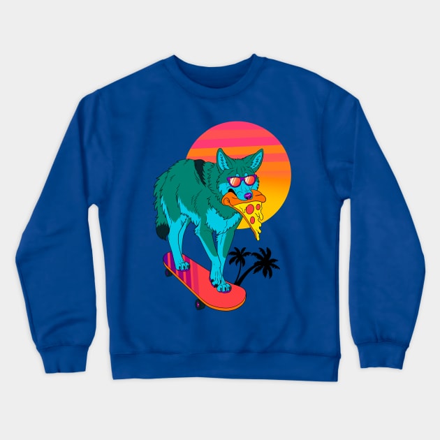 Retrowave Coyote Crewneck Sweatshirt by ZackLoupArt